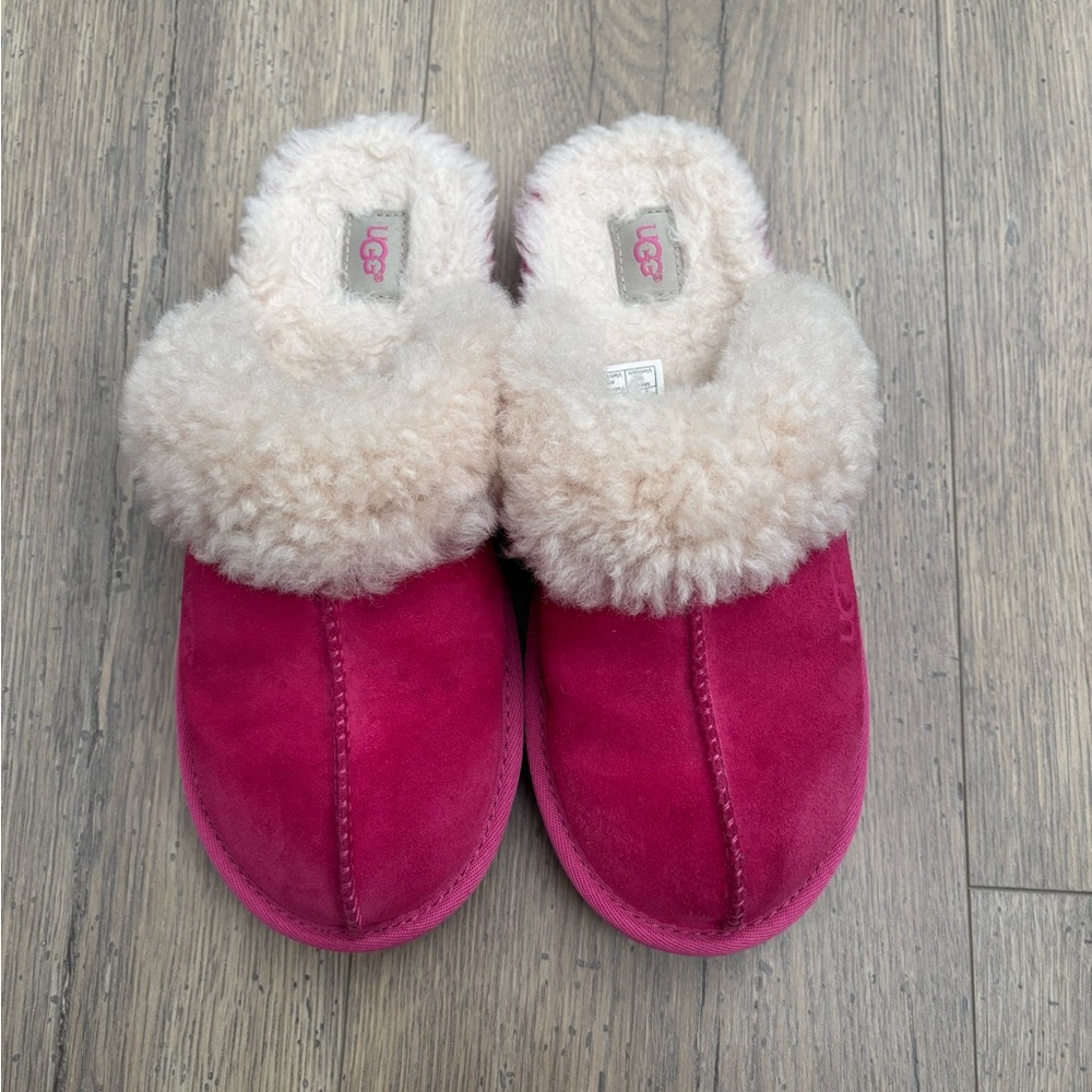 UGG Fuchsia Suede Shearling Slippers